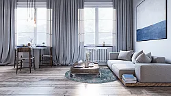 Round rug - Santi (blue/beige)