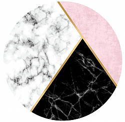 Round rug - Savino (black/white/pink)