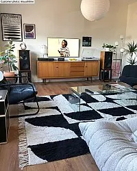 Shaggy rugs - Siberia Natural Cotton Shaggy (offwhite/black)