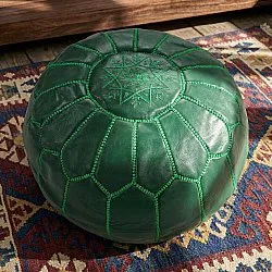 Pouf - Moroccan leather pouf (dark green)