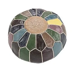 Pouf - Moroccan leather pouf (multi) 03