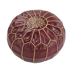 Pouf - Moroccan leather pouf (burgundy)