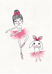 Childrens rugs - Dancing ballerinas (pink)