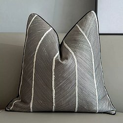 Cushion cover - Striped Design 45 x 45 cm (grey/white)