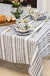 Linen tablecloth - Svea (blue/white)
