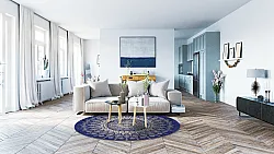 Round rug - Sandrigo (blue/beige)
