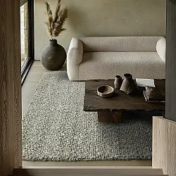 Wool rug - Sala Irregular Wool Bubble (moss green/white melange)