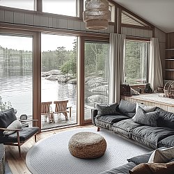 Round rug - Tromsø (blue)