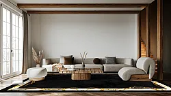 Wilton rug - Vilia (black/white/gold)