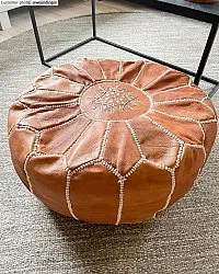 Pouf - Moroccan leather pouf (light brown)