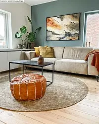 Pouf - Moroccan leather pouf (light brown)