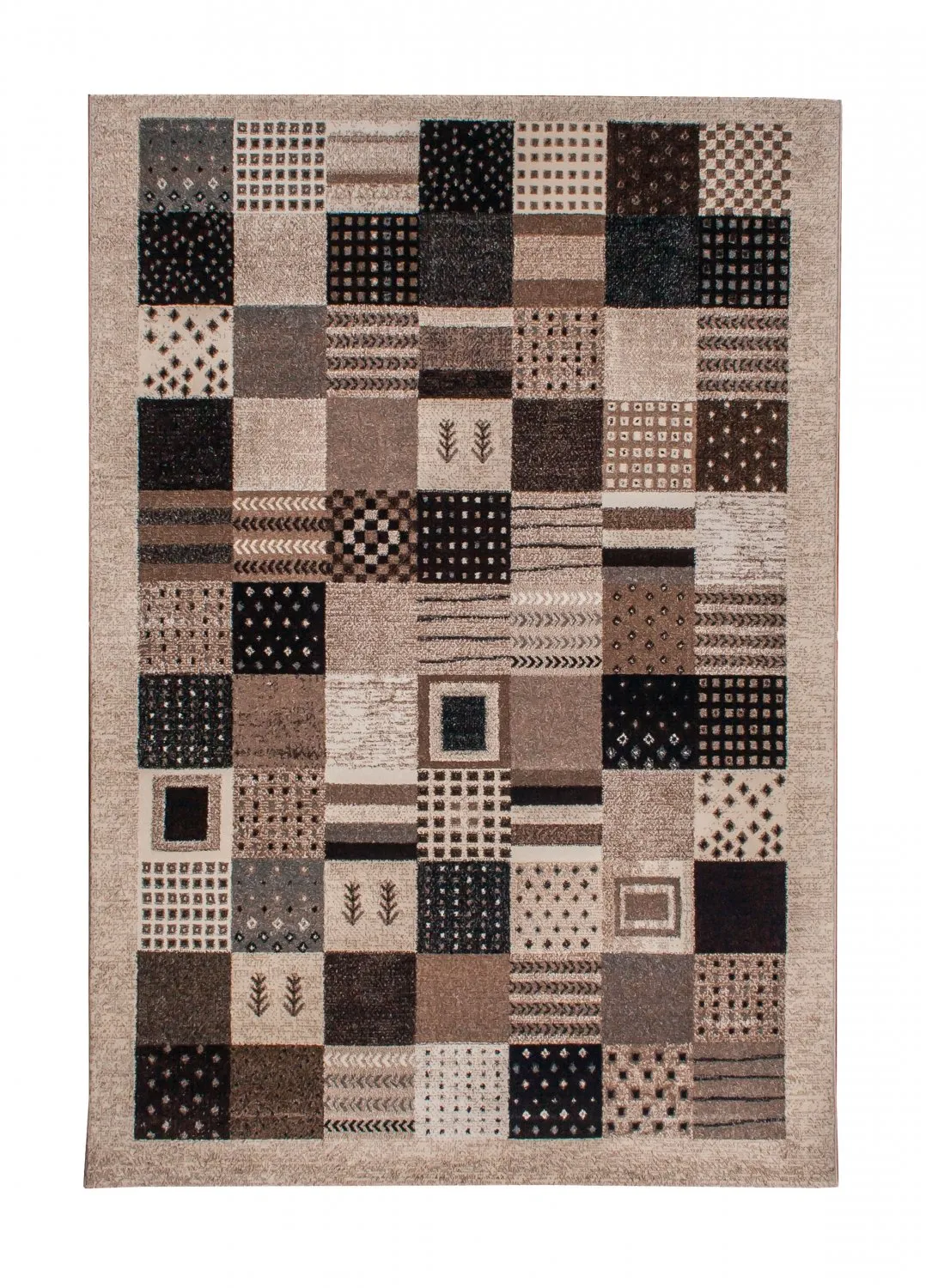 Wilton rug - Ethno Square (brown/grey)