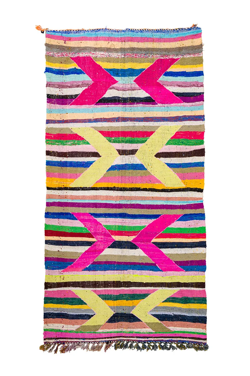 Moroccan Berber rug Boucherouite 135 x 260 cm