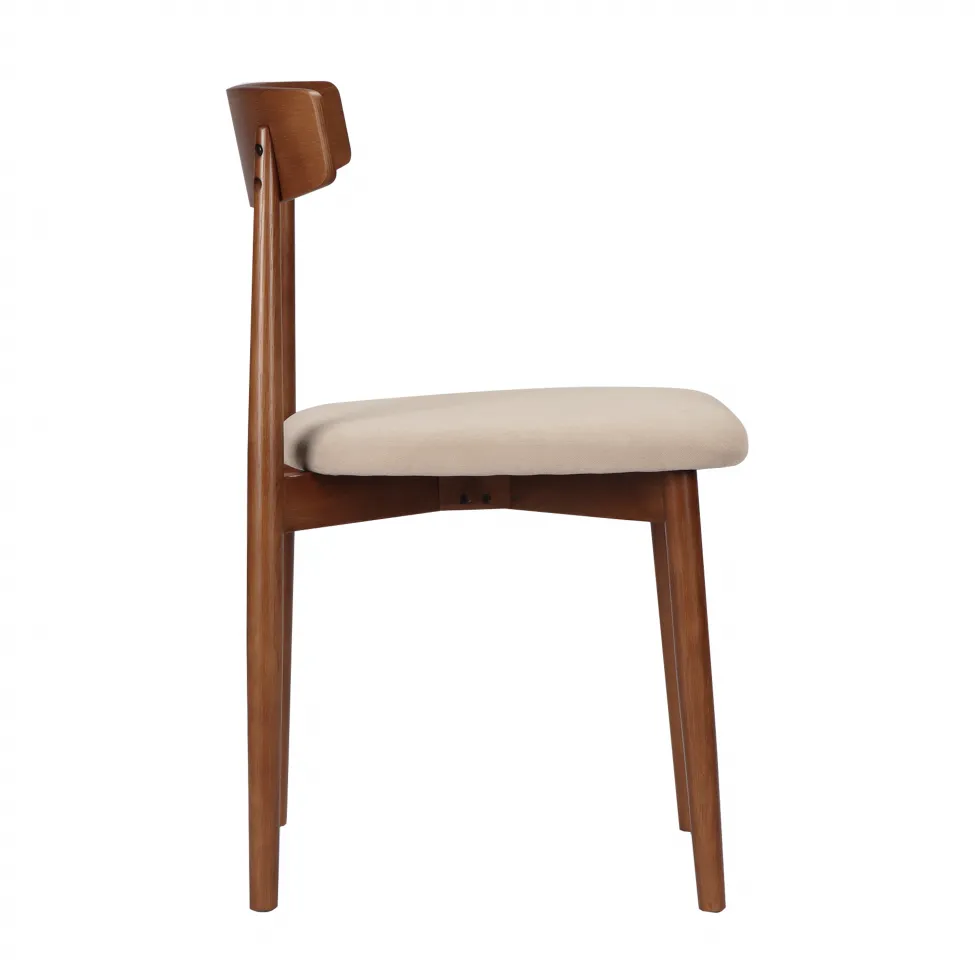Chair - Ystad (walnut/beige) - 2 pcs