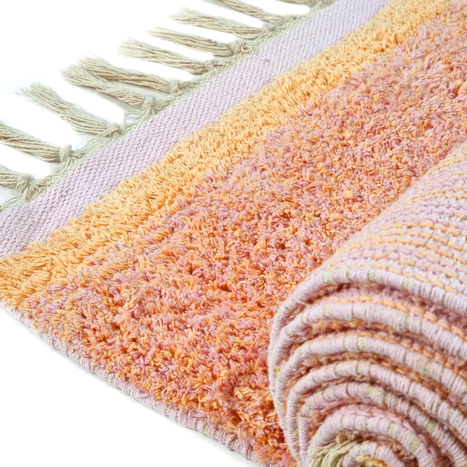 Shaggy rugs - Celina Natural Cotton Shaggy (pink/beige)