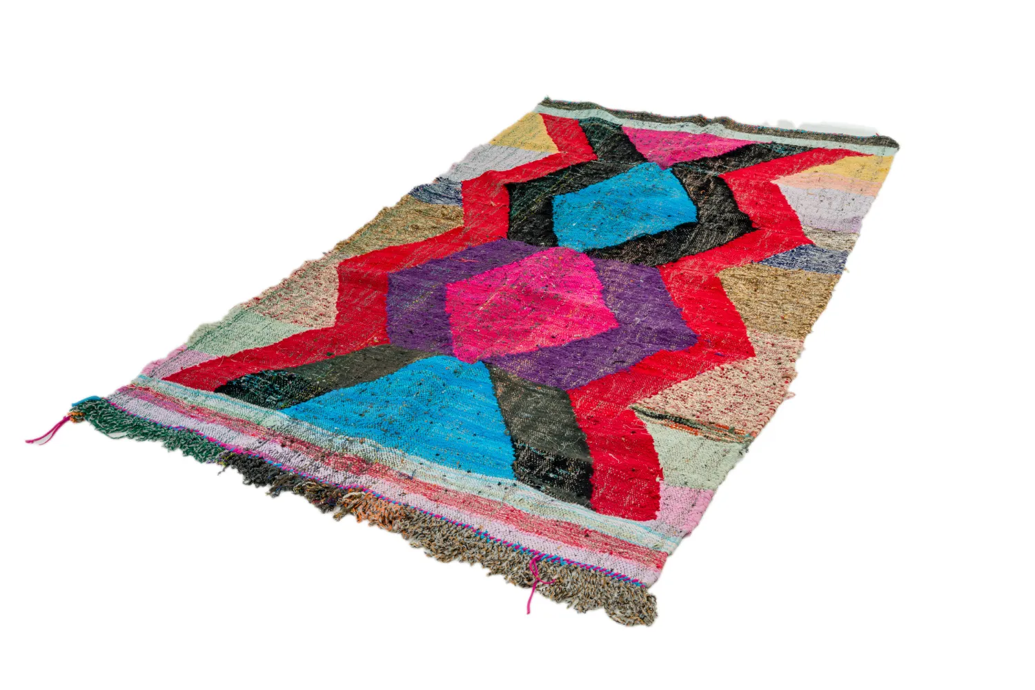Moroccan Berber rug Boucherouite 125 x 235 cm