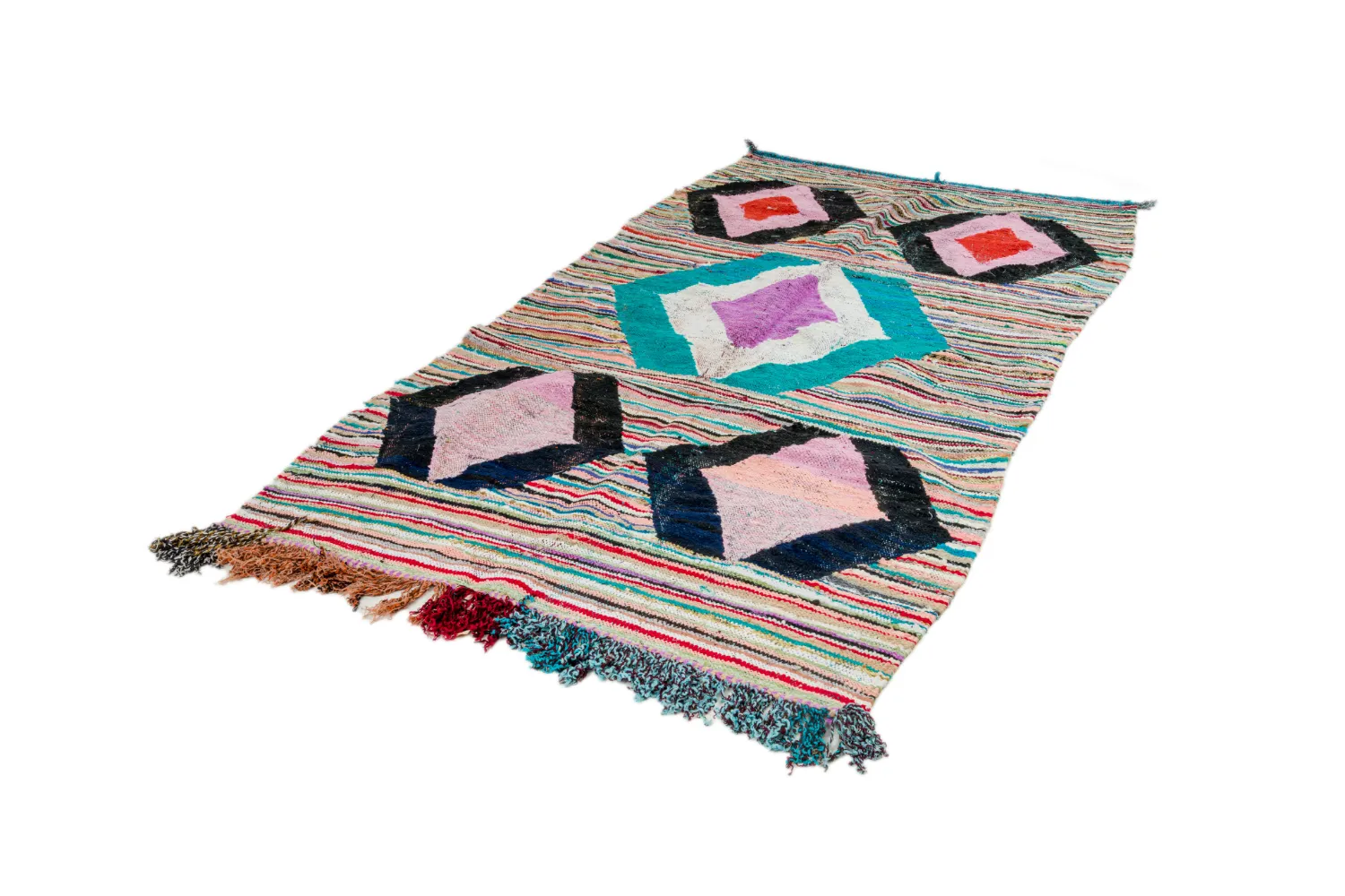 Moroccan Berber rug Boucherouite 140 x 255 cm