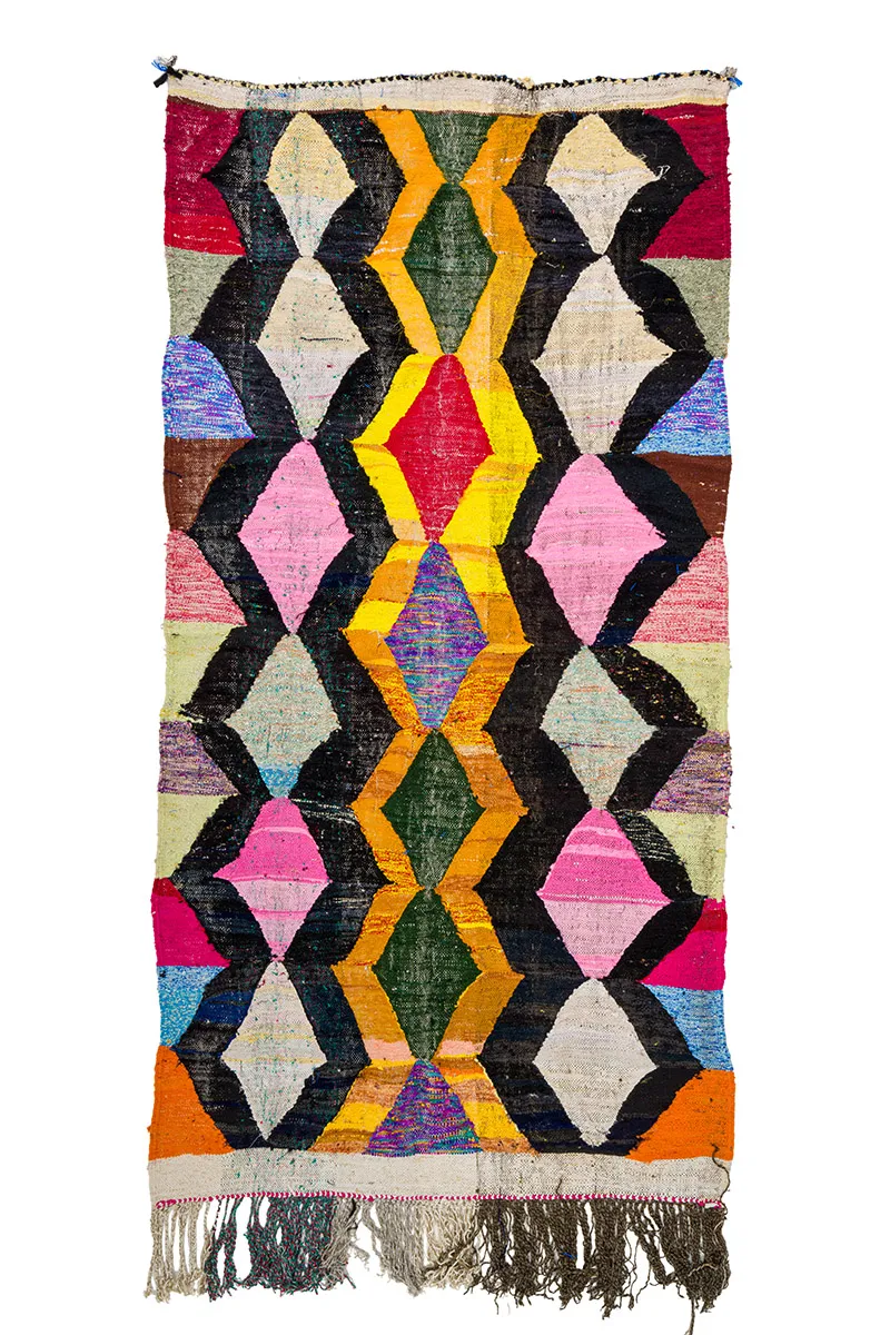 Moroccan Berber rug Boucherouite 150 x 305 cm