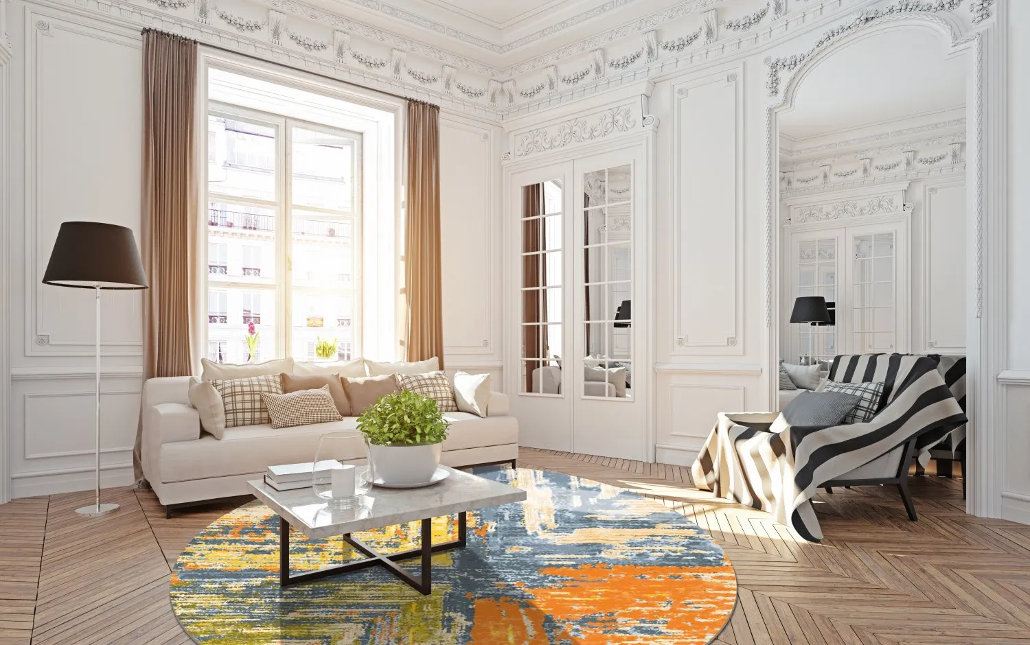 Round rug - Tizzano (orange/multi)