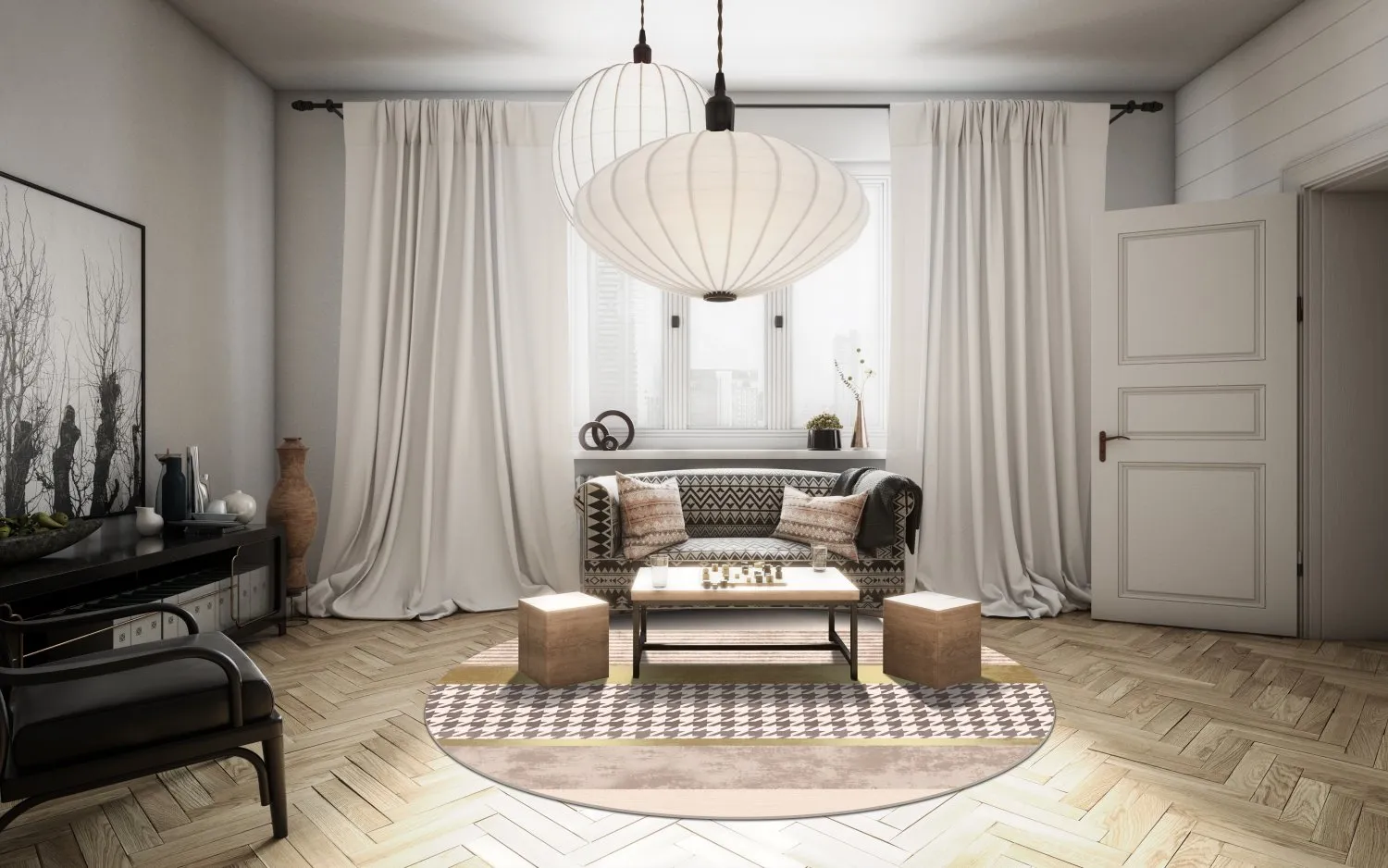 Round rug - Esme (beige/multi)