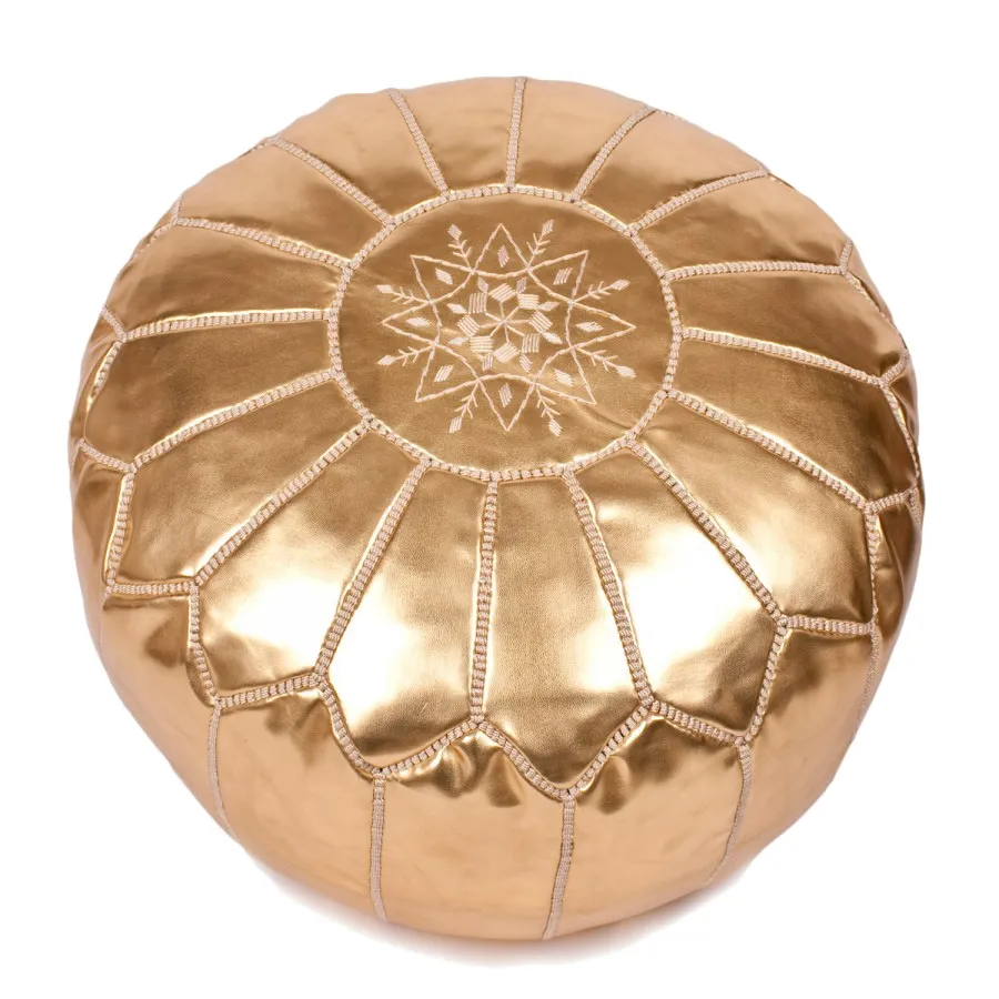 Pouf - Moroccan leather pouf (gold)