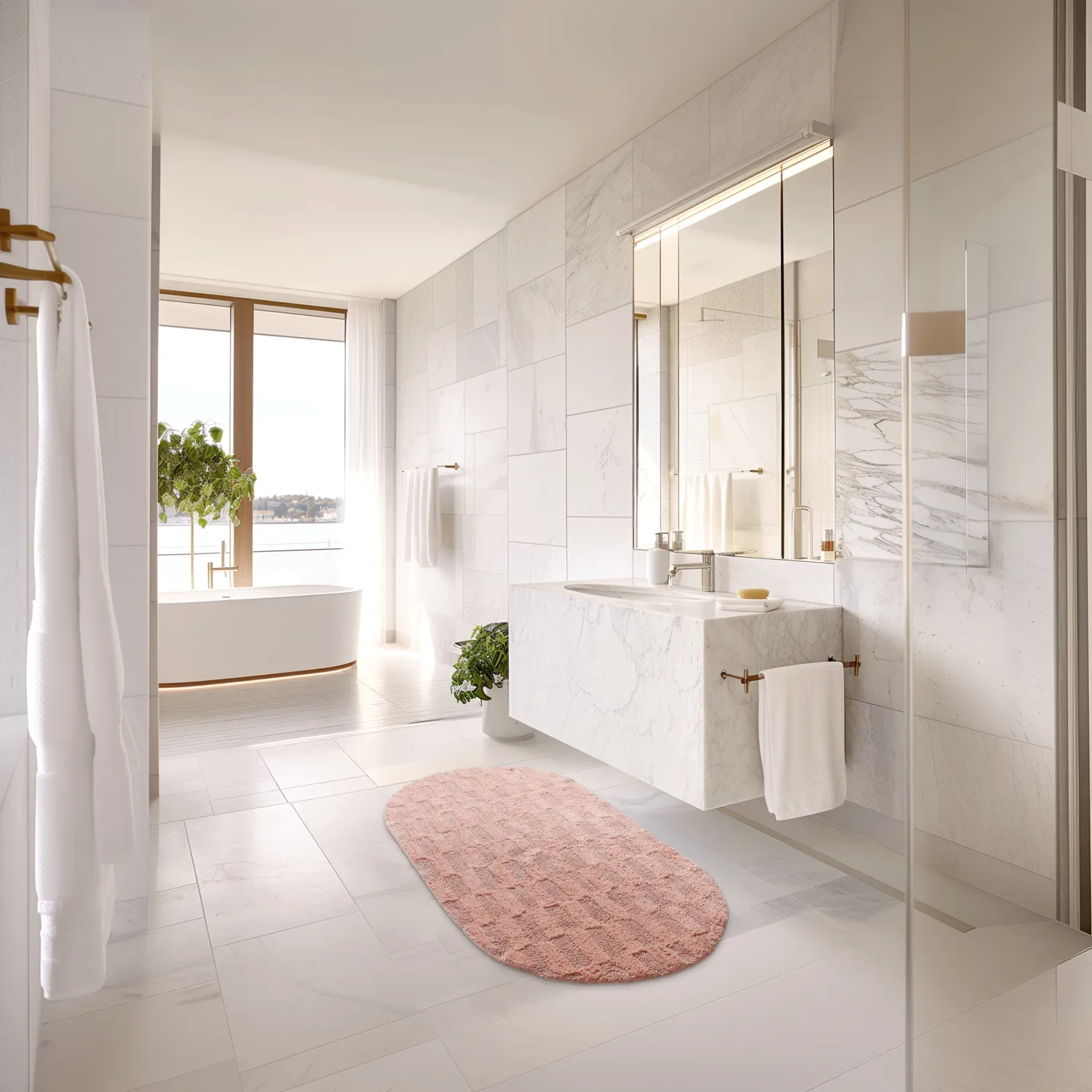 Oval bath mat - Bevin (pink)