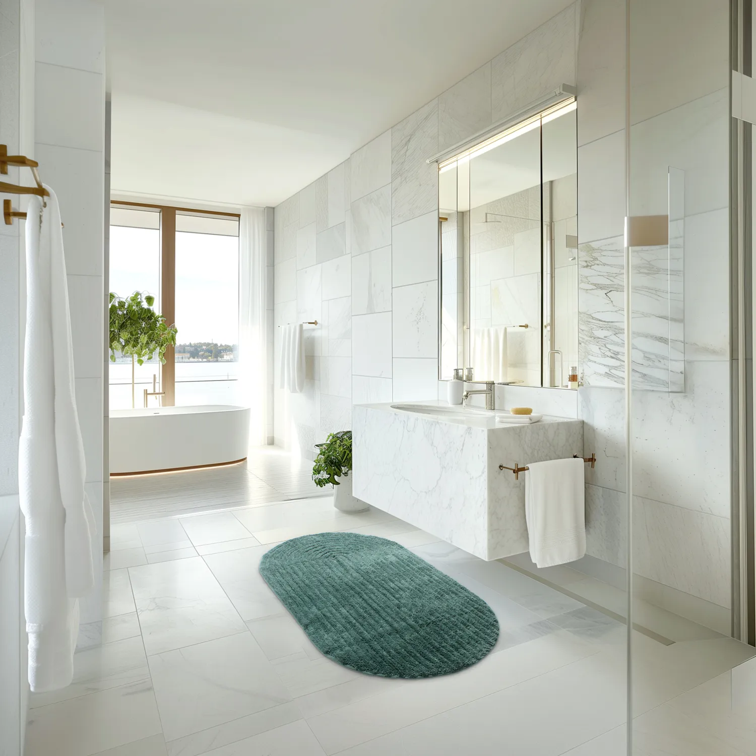 Oval bath mat - Evena (dark green)