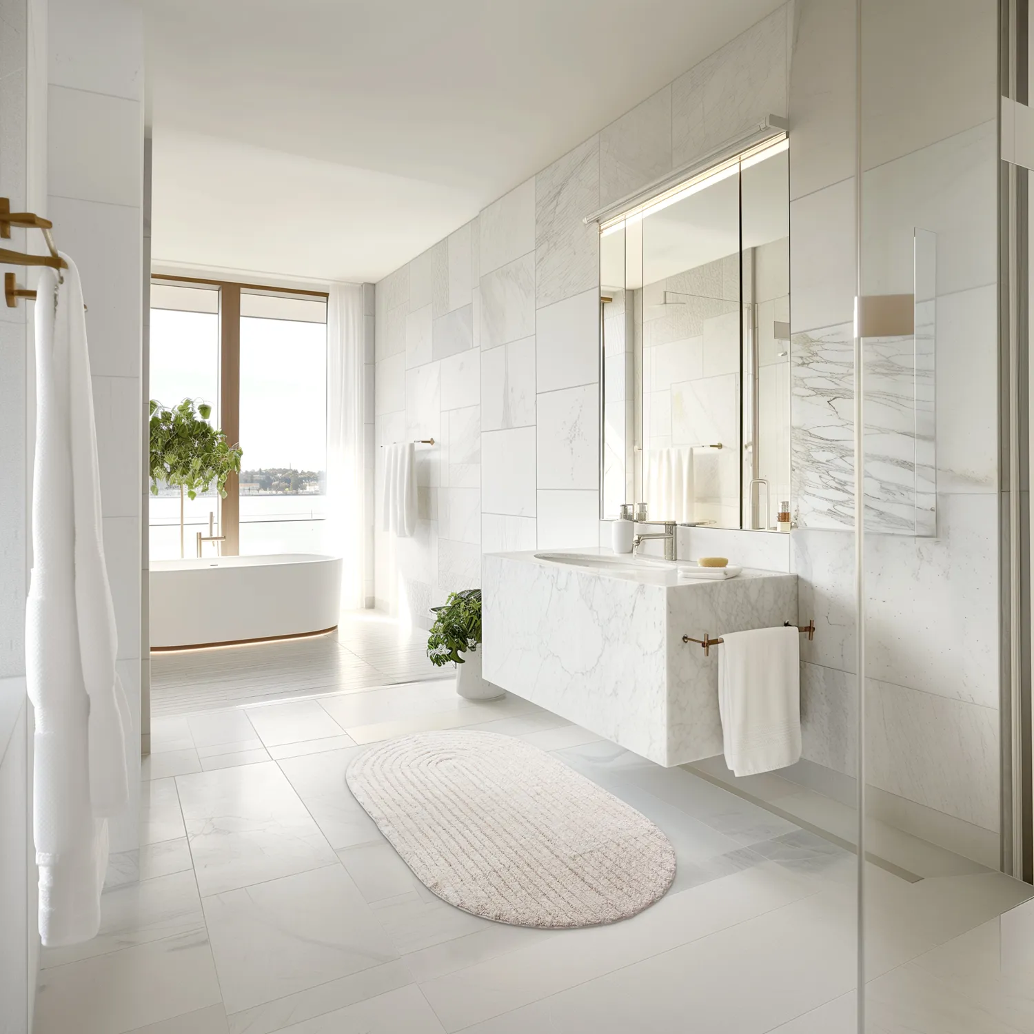 Oval bath mat - Eveena (offwhite)