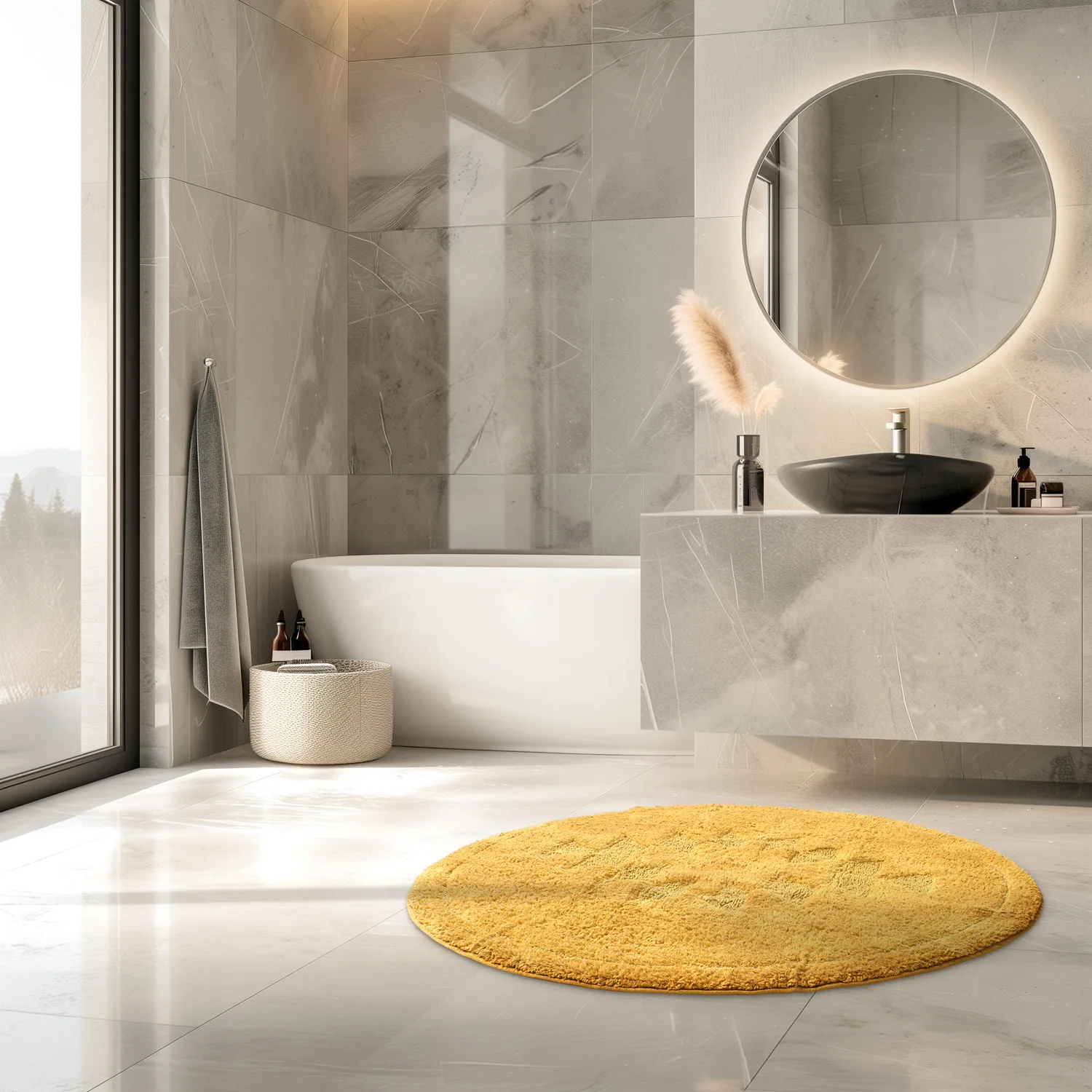 Round bath mat - Gertie (yellow)