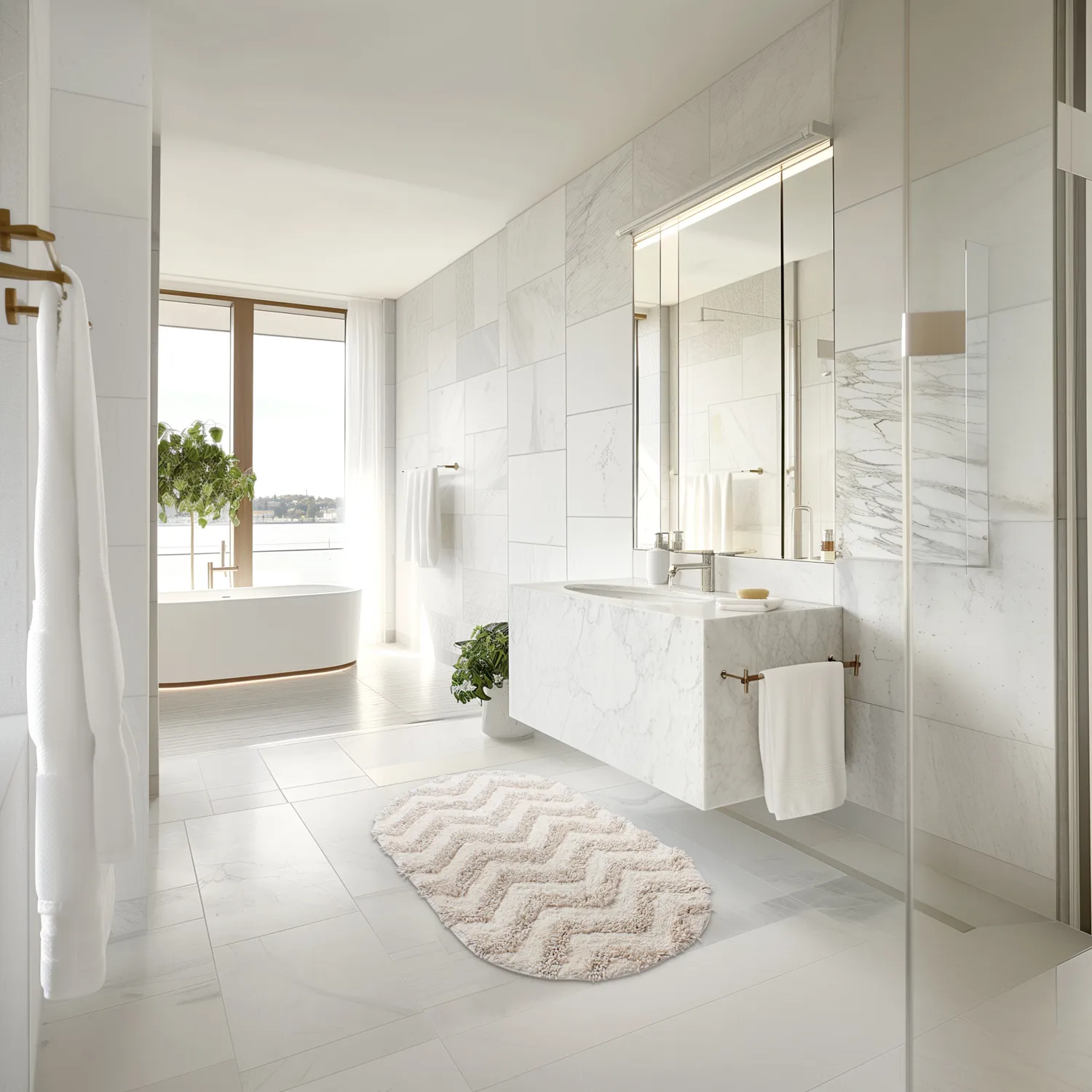 Oval bath mat - Three (offwhite)