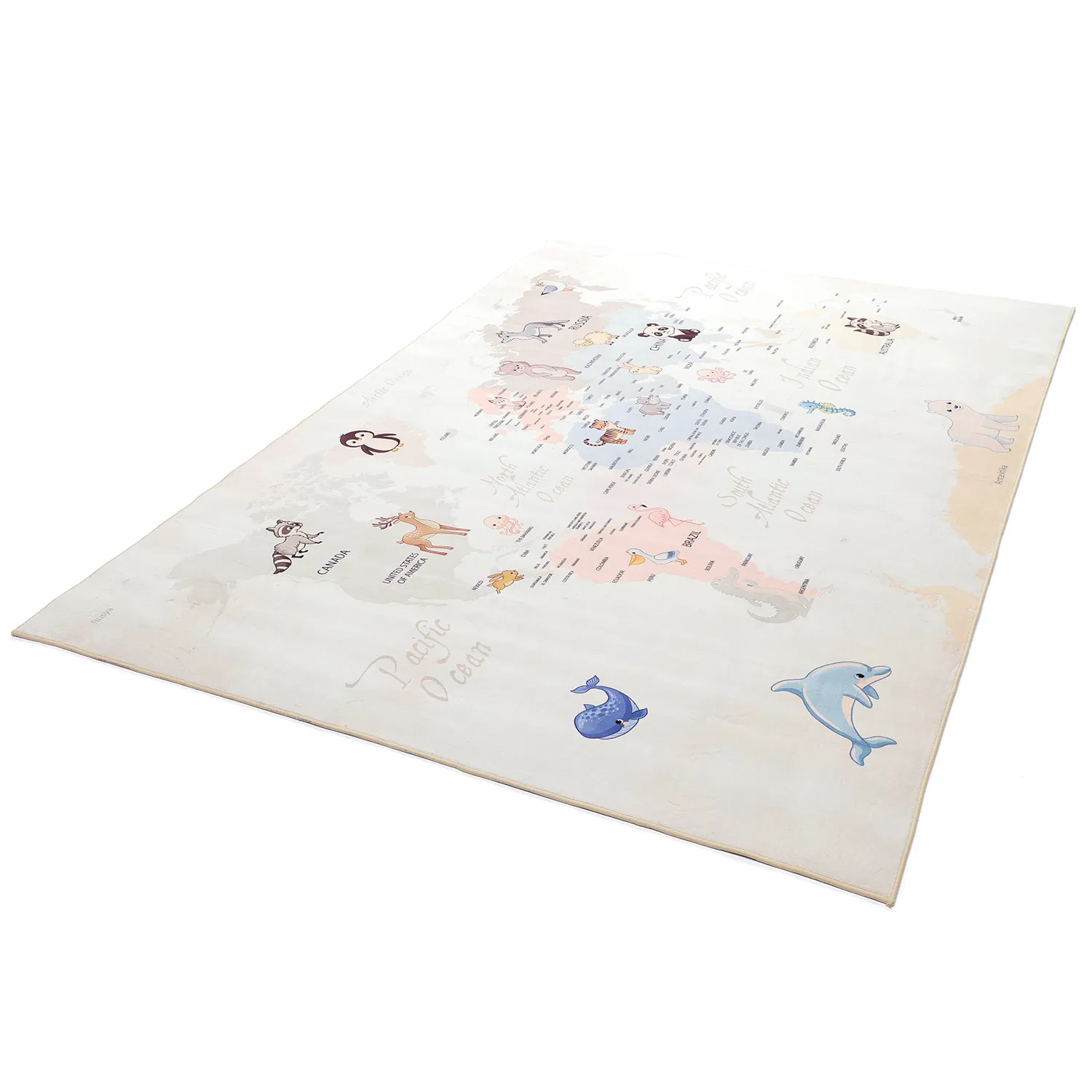 Childrens rugs - Animal Map (beige)