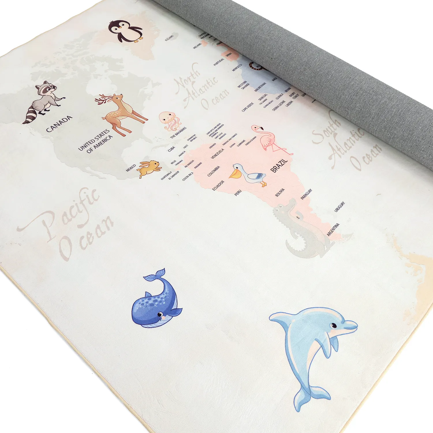 Childrens rugs - Animal Map (beige)