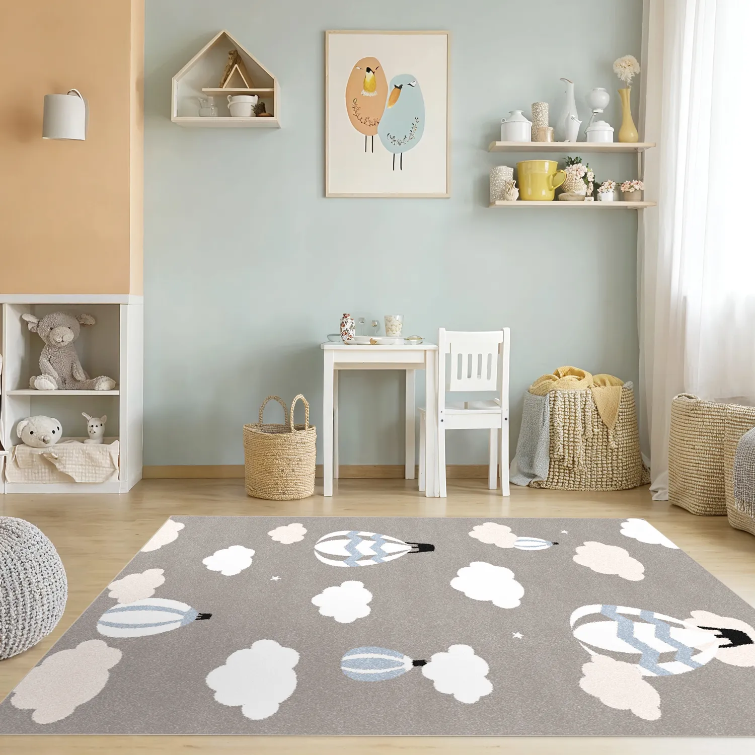 Childrens rugs - Balloons (blue)