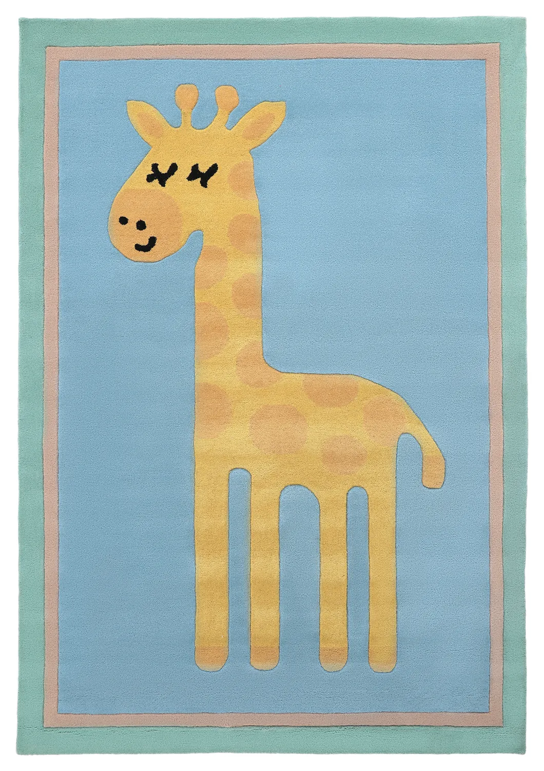 Children's Rug - Giraffe Hand Tufted Wool Premium (light blue/multi)