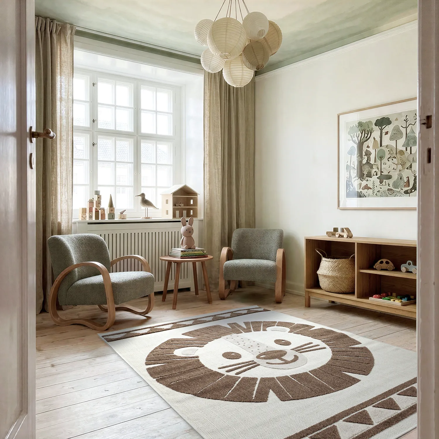 Children's Rug - Kind Lion (cream/brown)