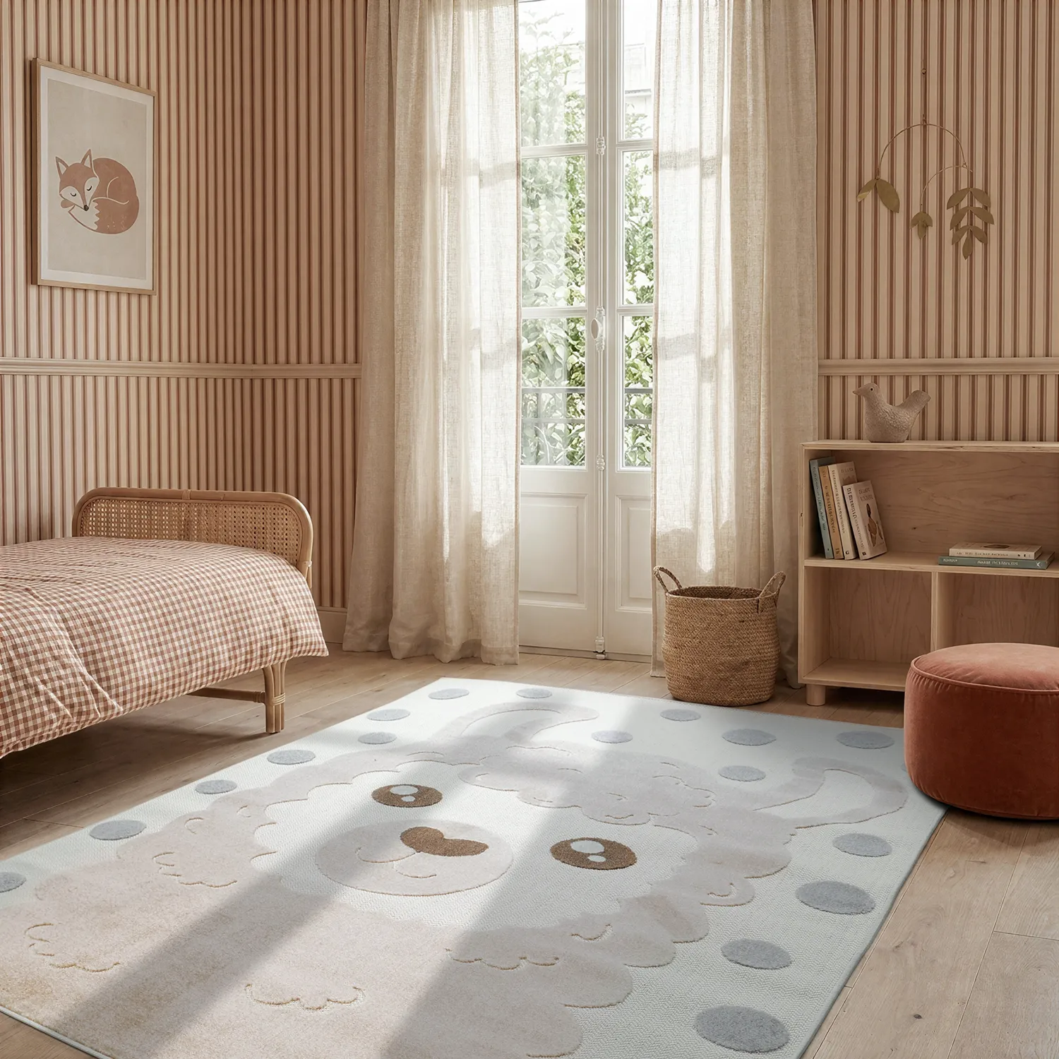Children's Rug - Kind Llama (cream/brown)