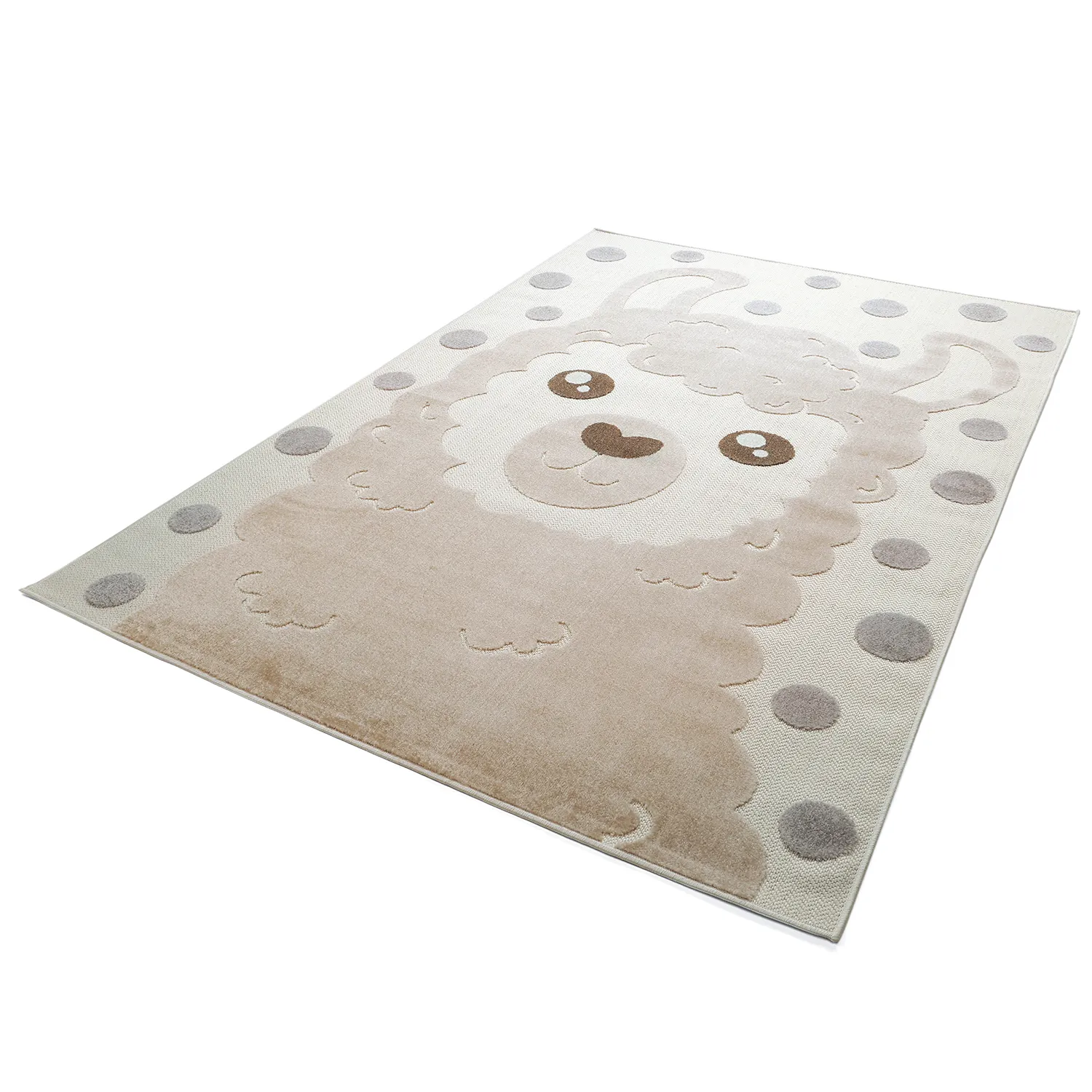 Children's Rug - Kind Llama (cream/brown)