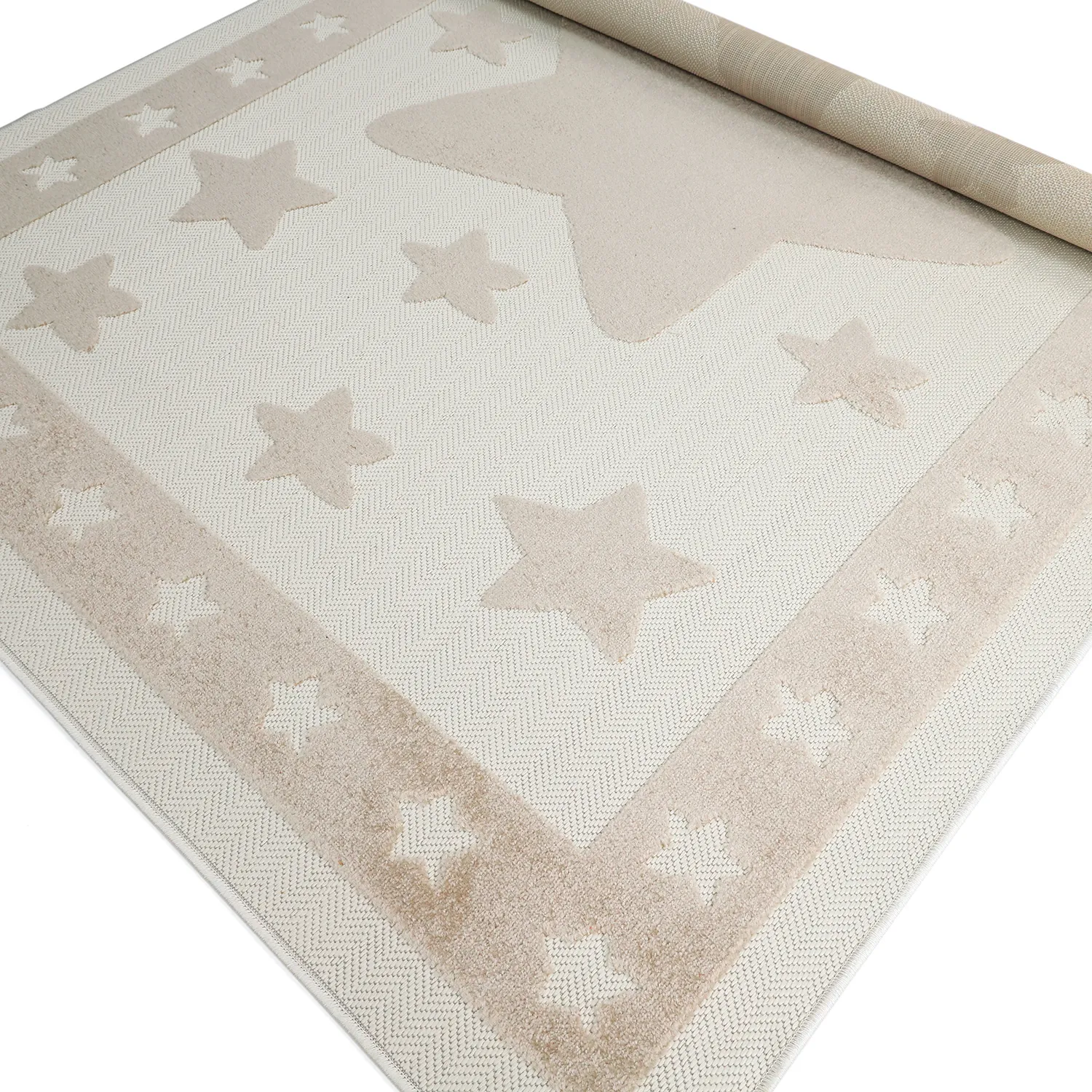 Children's Rug - Star Frame (cream/brown)