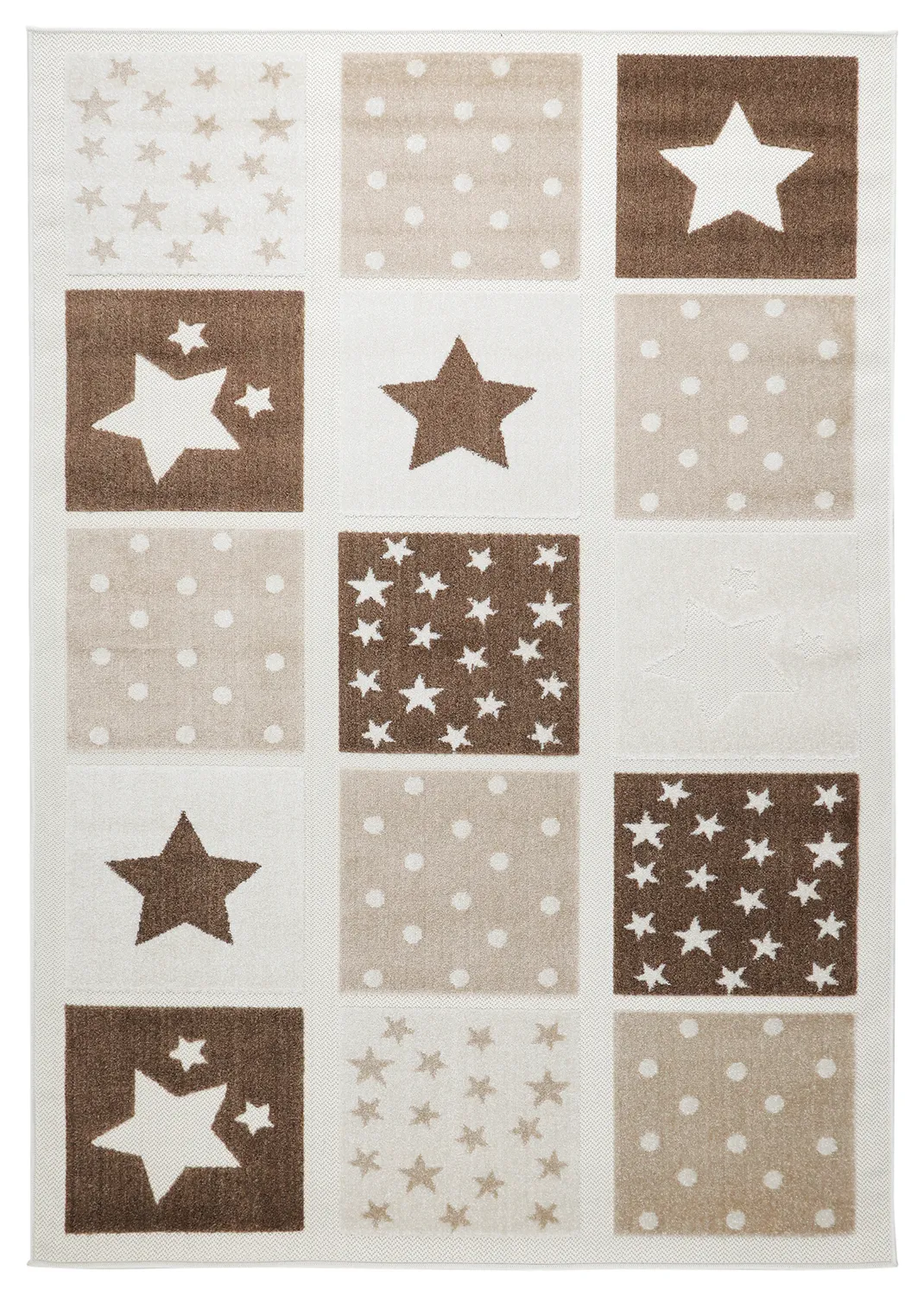 Children's Rug - Star Grid (cream/brown)