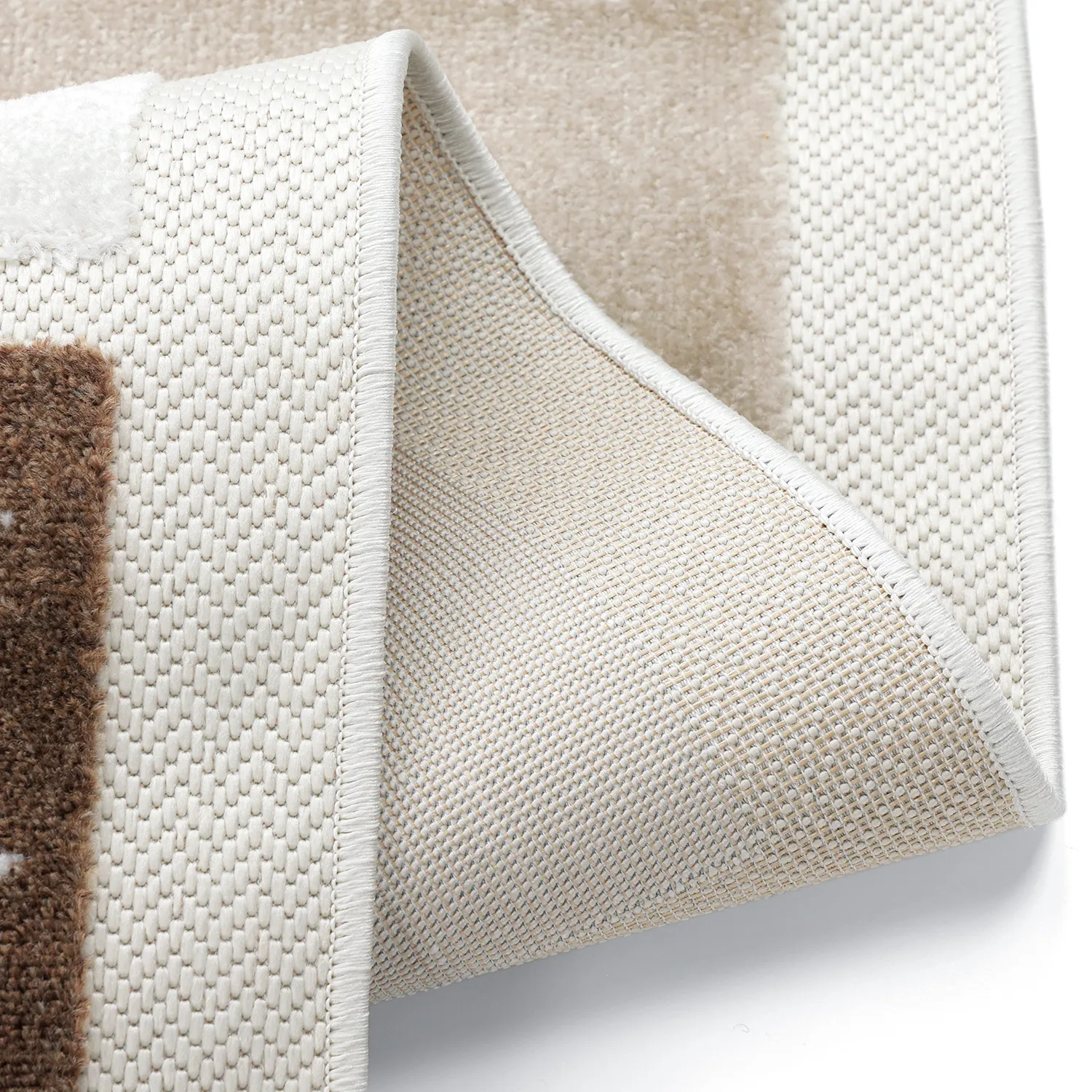 Children's Rug - Star Grid (cream/brown)