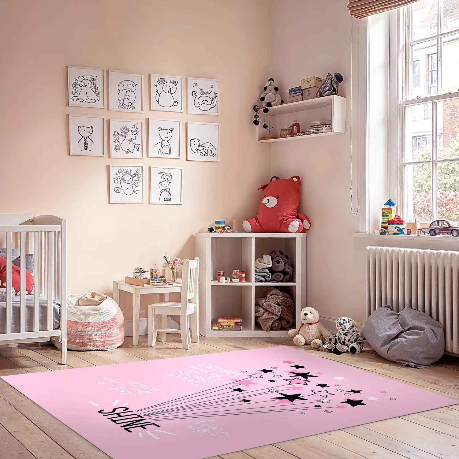 Childrens rugs - Starshine (pink)