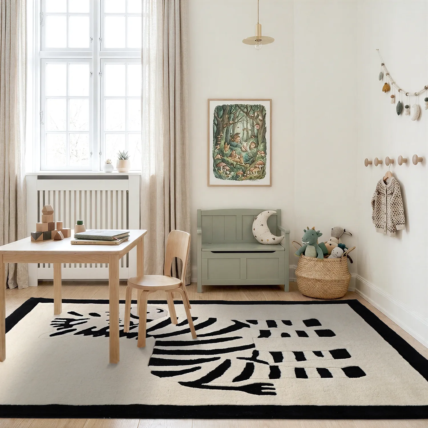 Children's Rug - Zebra Hand Tufted Wool Premium (beige/black)