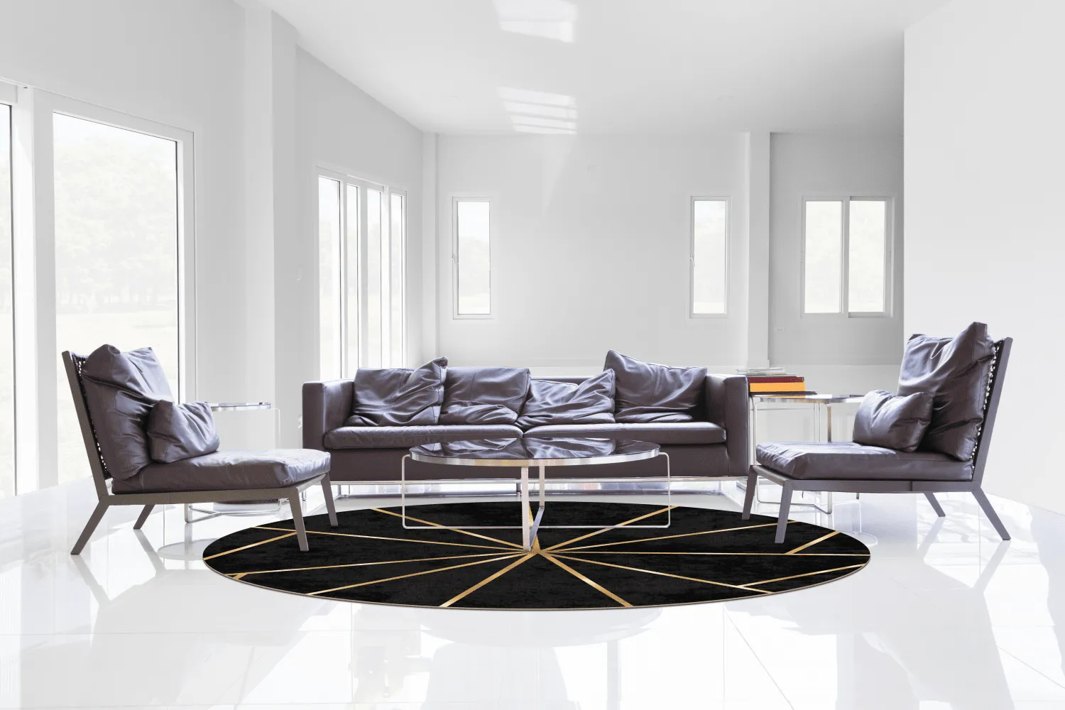 Round rug - Bellizzi (black)