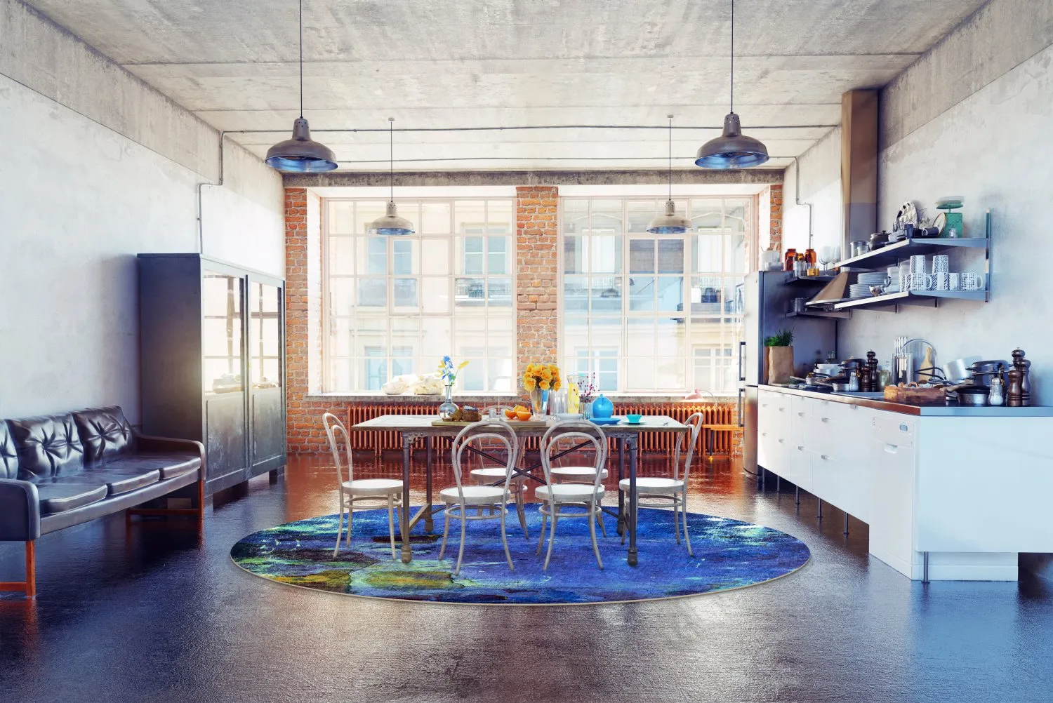 Round rug - Gallo (blue)