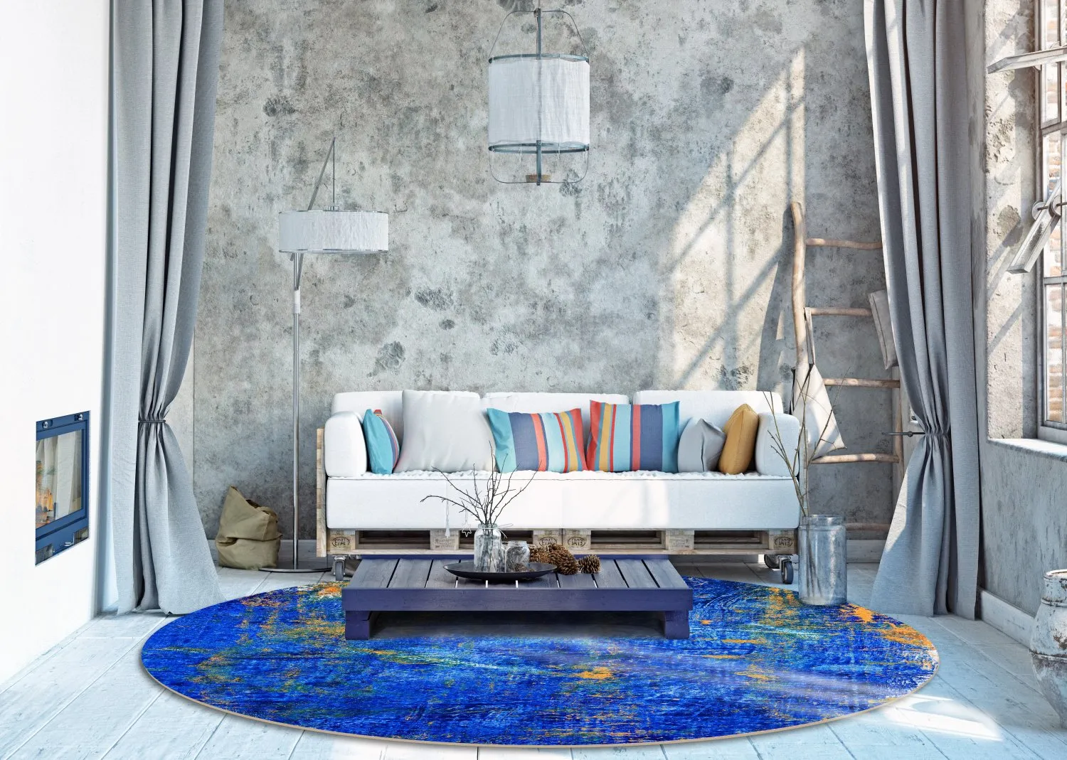 Round rug - Taravilla (blue)