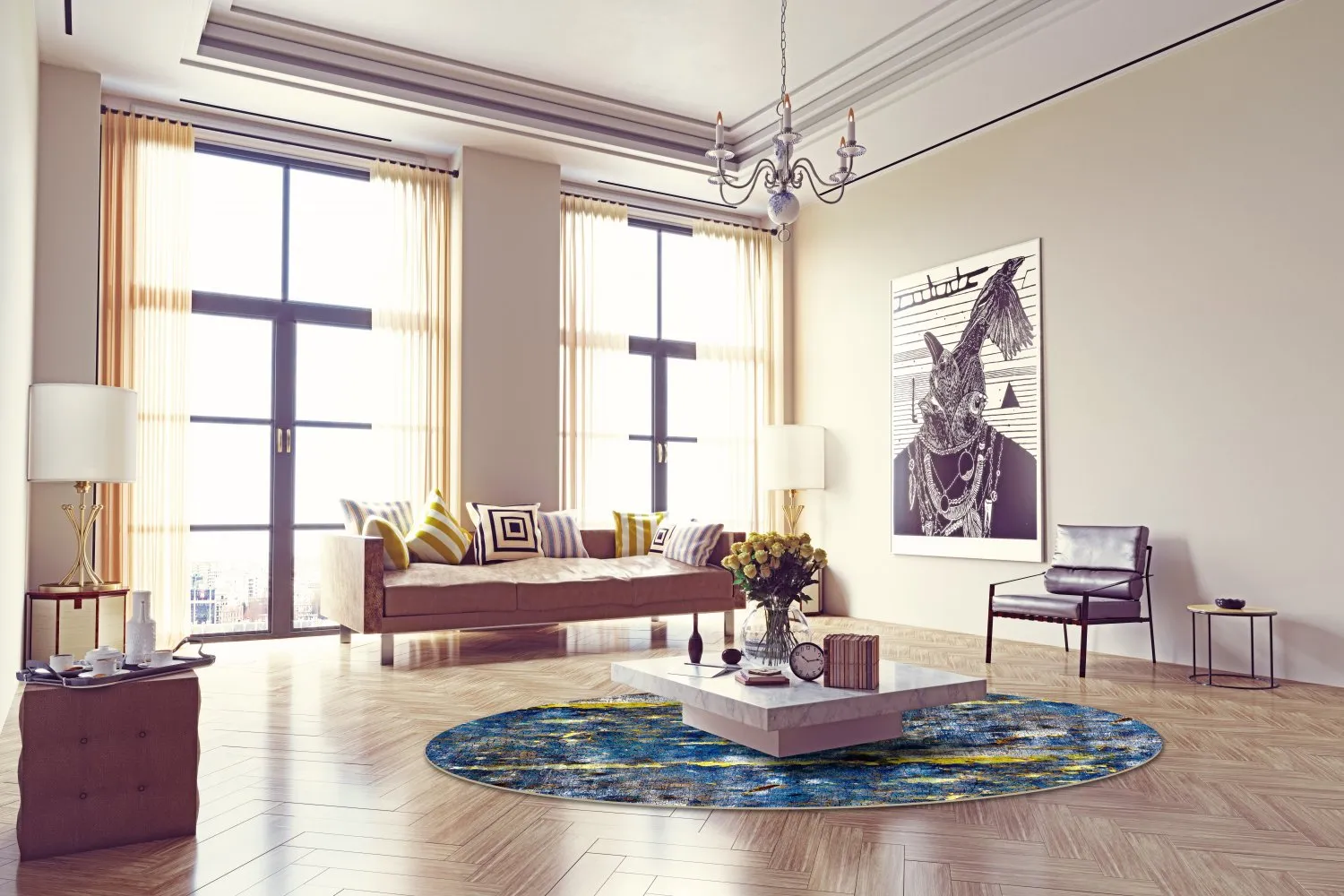 Round rug - Estella (blue)