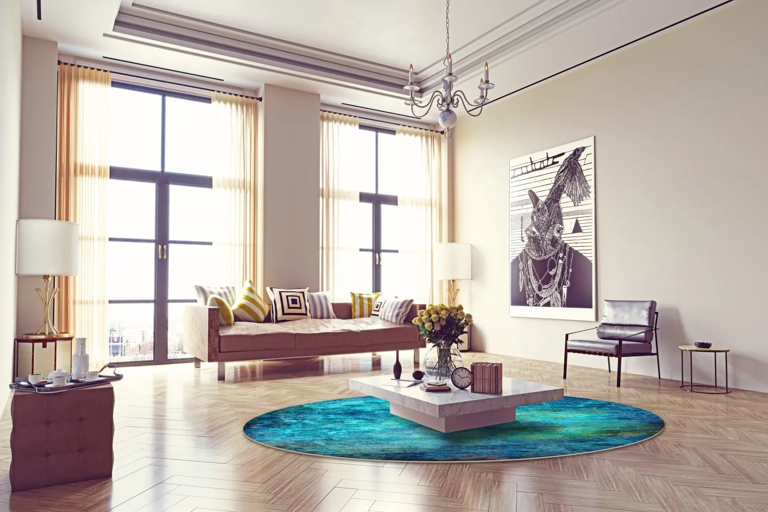 Round rug - Pardos (blue)