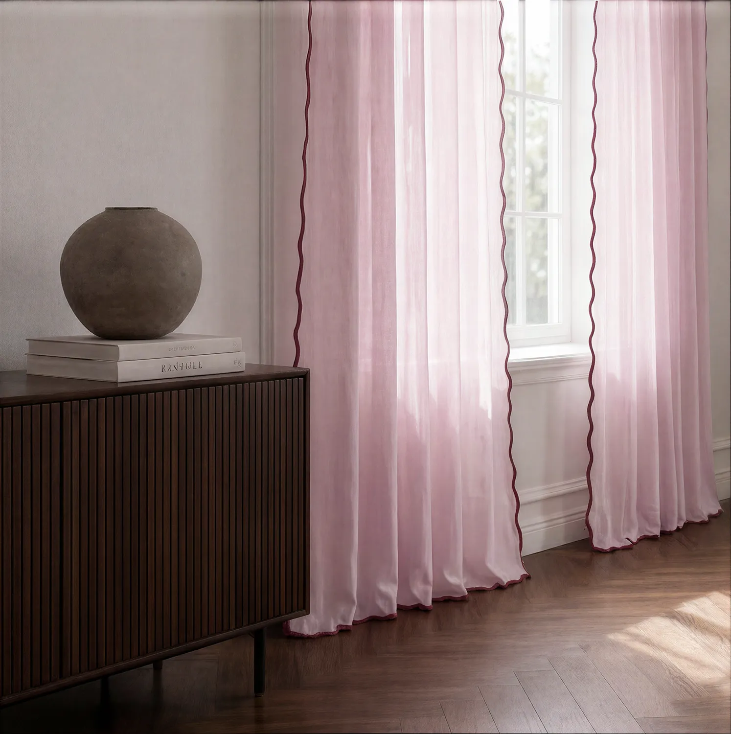 Curtains 2-pack - Cotton curtain Yrsa (pink)