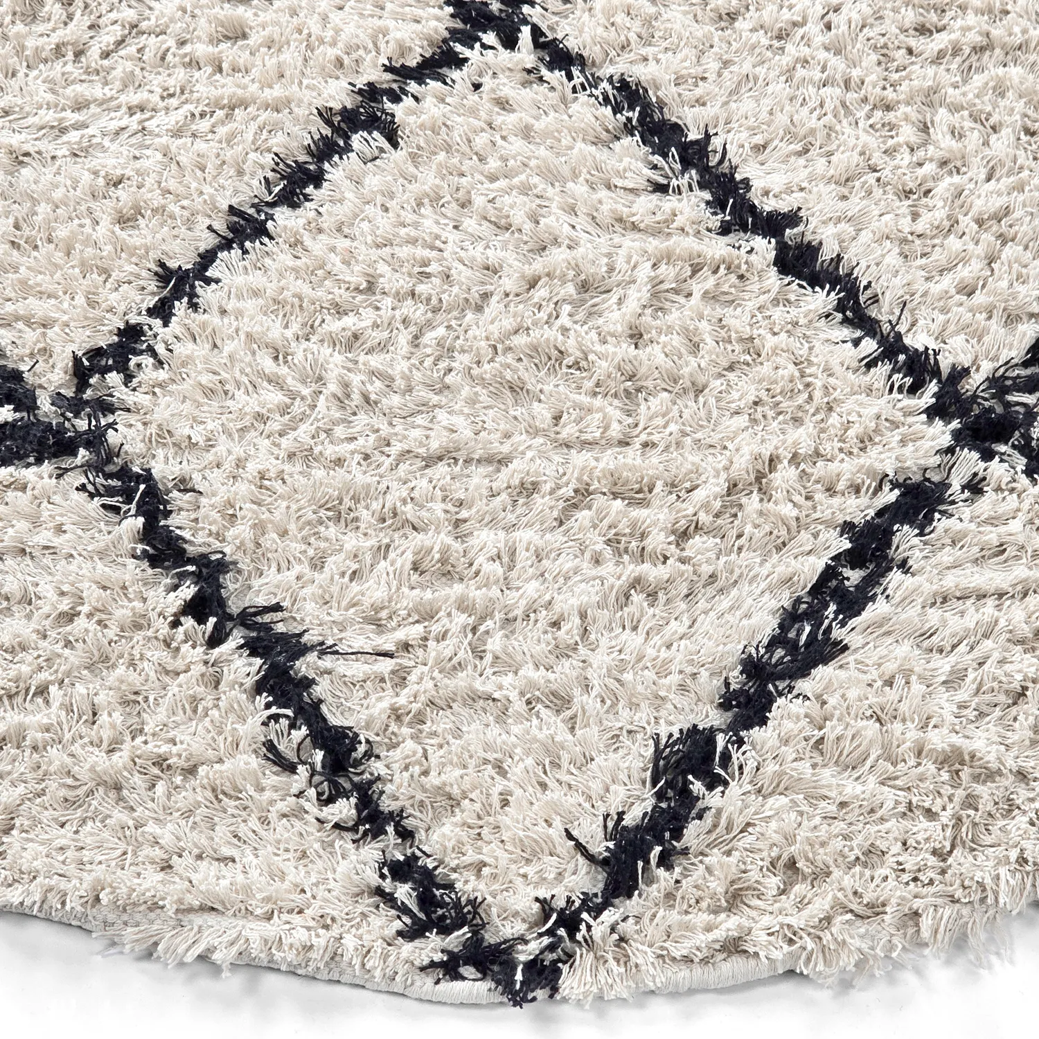 Round rug - Alcott Natural Cotton Shaggy (black/white)