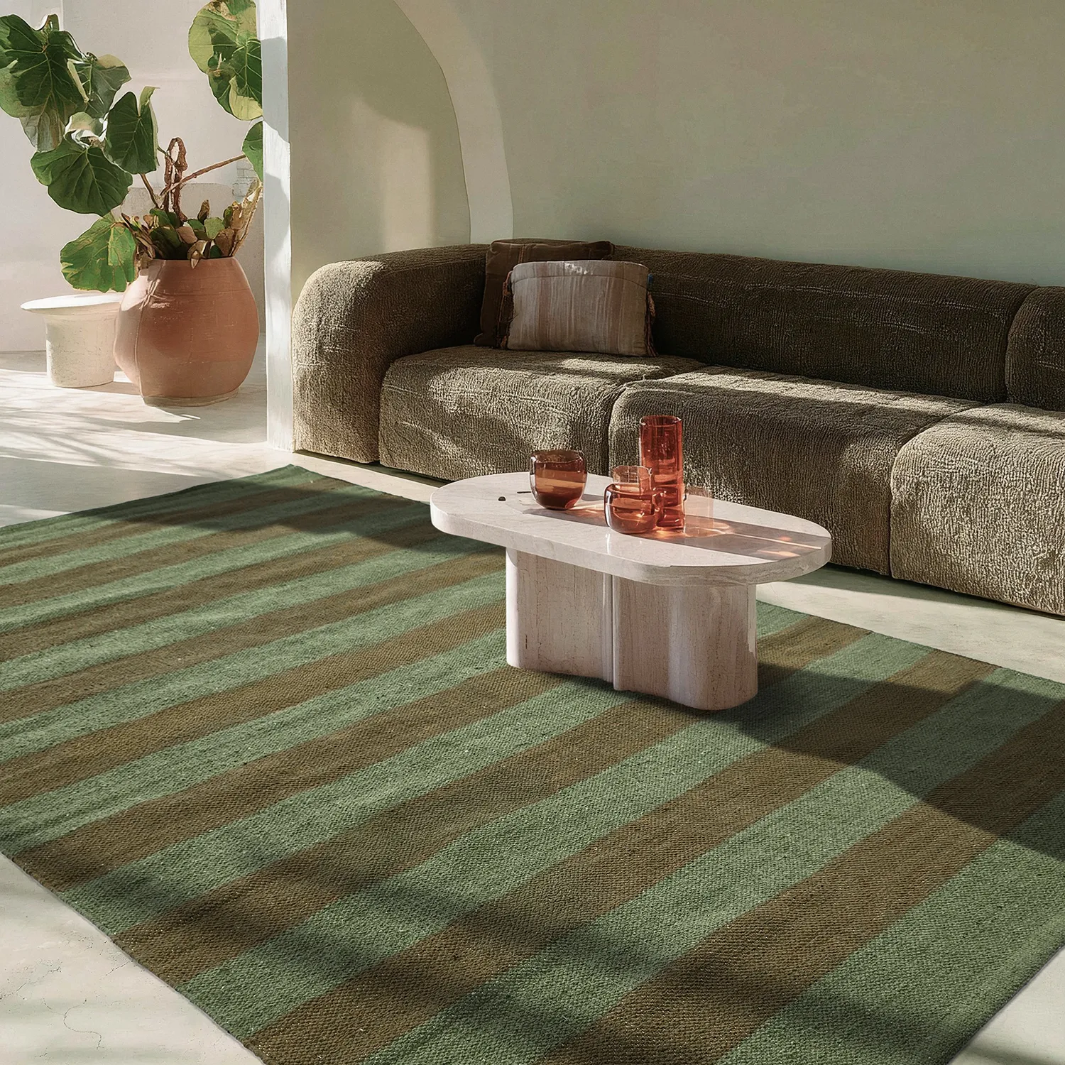 Cotton rug - Nilo (moss green)